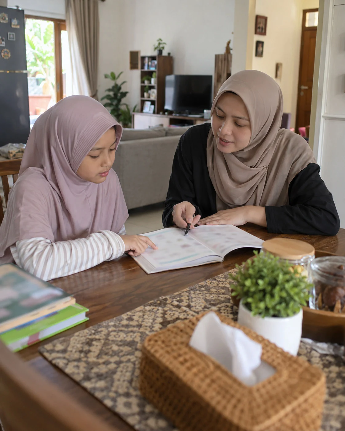 Gambaran les privat mengaji di rumah untuk keluarga Medan Johor